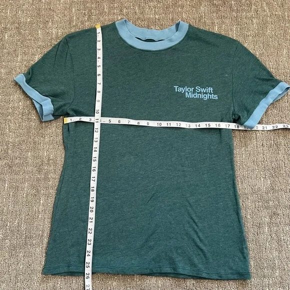 Taylor Swift Midnights Green Ringer T-Shirt Size M - Picture 2 of 6